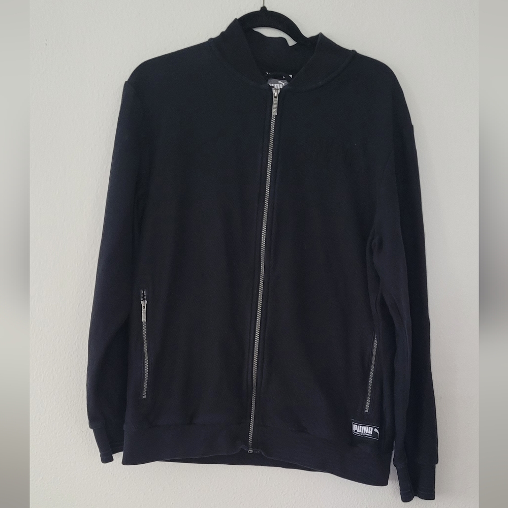 Puma Zip-Up Cardigan Black, Size Large.